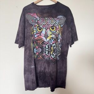 The Mountain Men‎ Owl Shirt 2X Gray Museum of the Cherokee Indian Tie Dye Russo